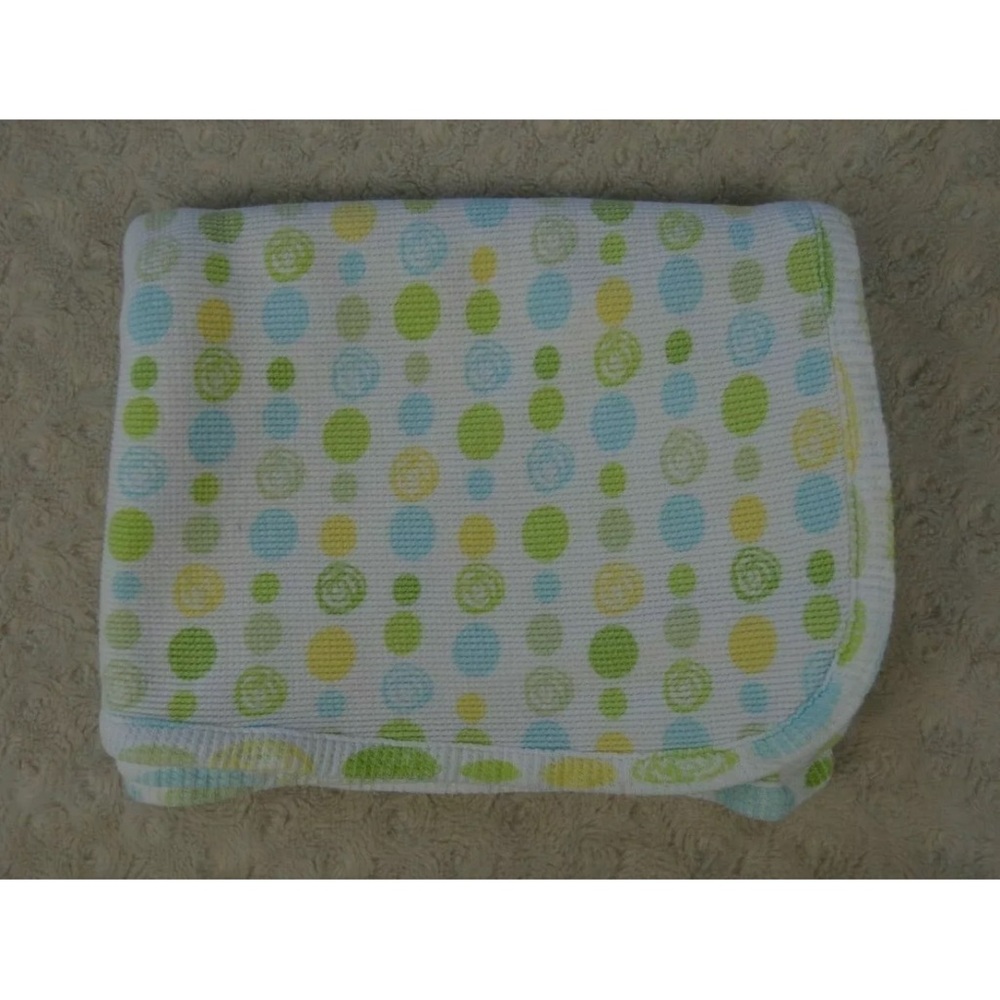 Koala Baby Thermal Blanket Waffle Weave Green Blue Yellow Swirl Polka Dot Circle